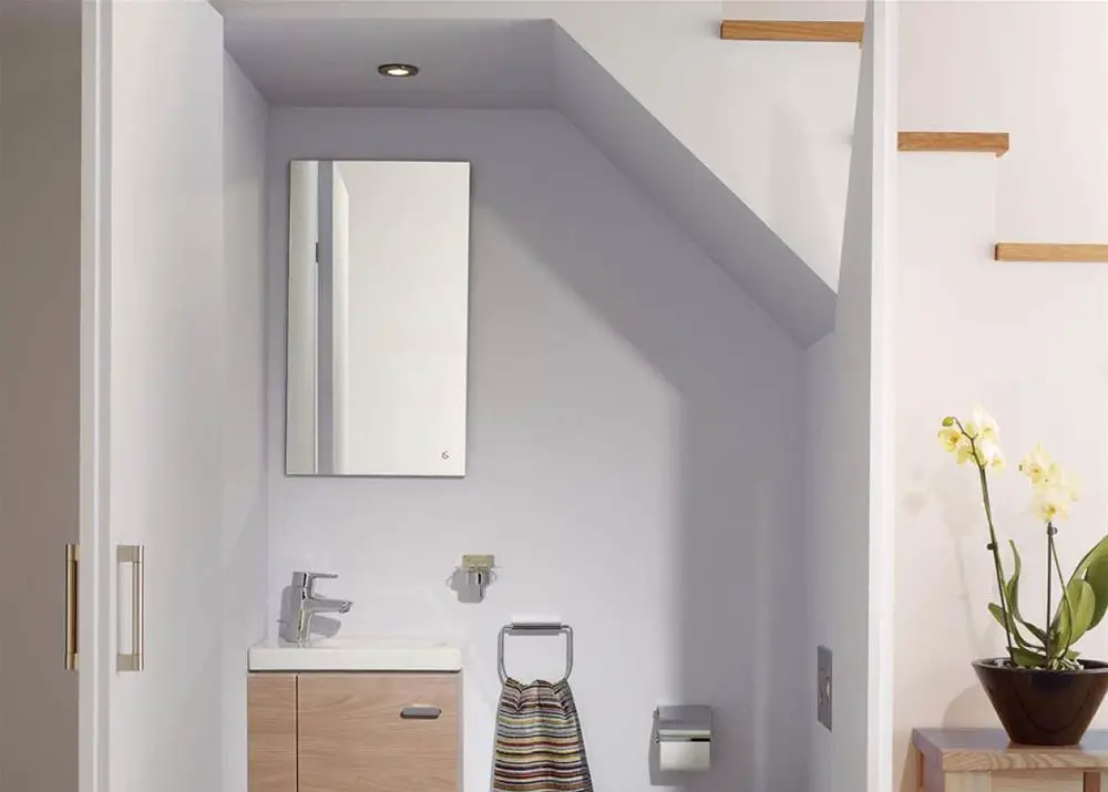understairs-toilet-with-mirrored-cabinet