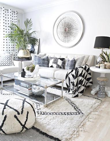 white and black sitting room